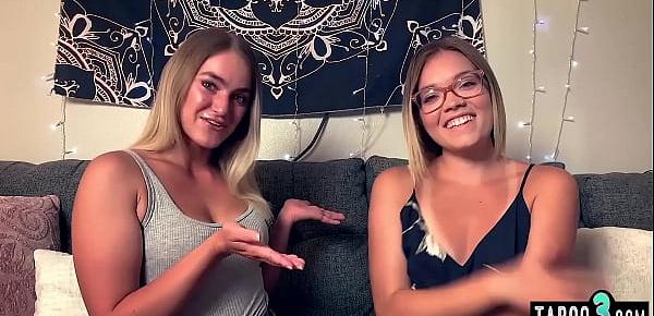  Blonde teen lesbians Katie Kush and Kenzie Madison tasting each others fresh pussies